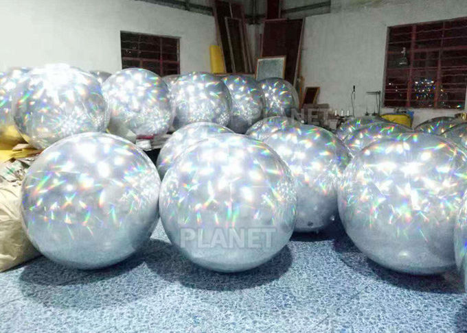 Spherical Bright Color Silver Inflatable Mirror Ball For Party Decoration