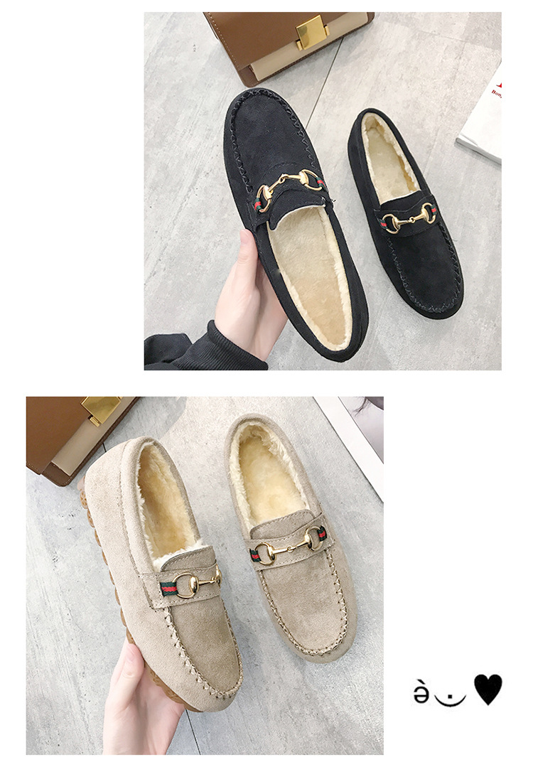 Warm Women's Casual Loafers , Soft Bottom Plus Velvet Flat Shoes New Styles
