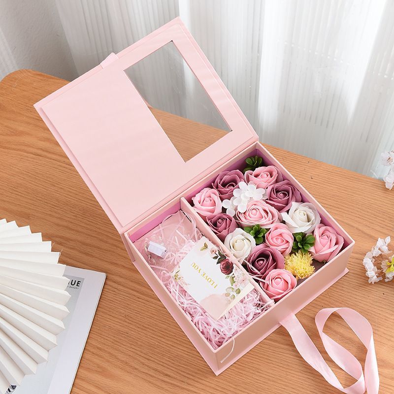 Elegant Black Color Custom Logo Printing Rigid Cardboard Jewelry Flower Gift Packaging Box