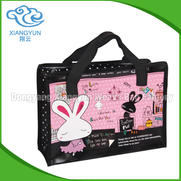 Recycle PP Woven Reusable Pink Shopping Eco Bag With Print Logo