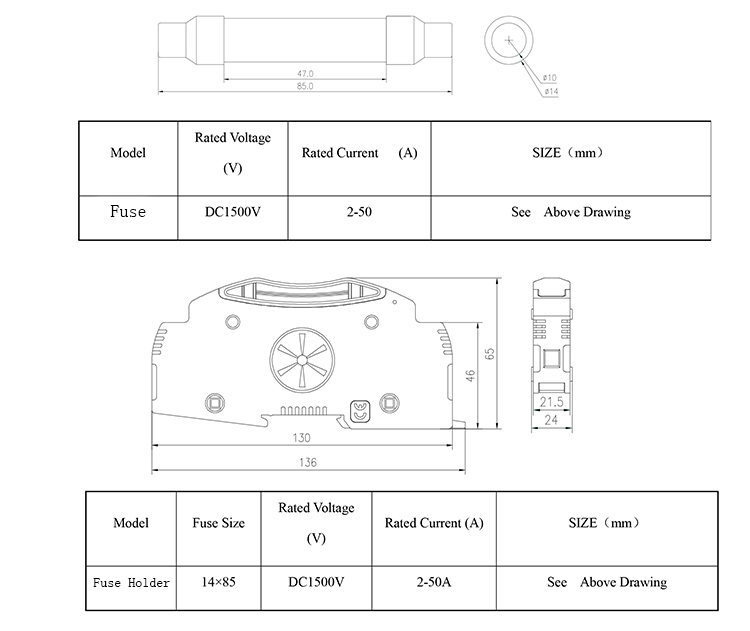 SRD-30 Cylindrical 1500V PV DC Fuse Holder