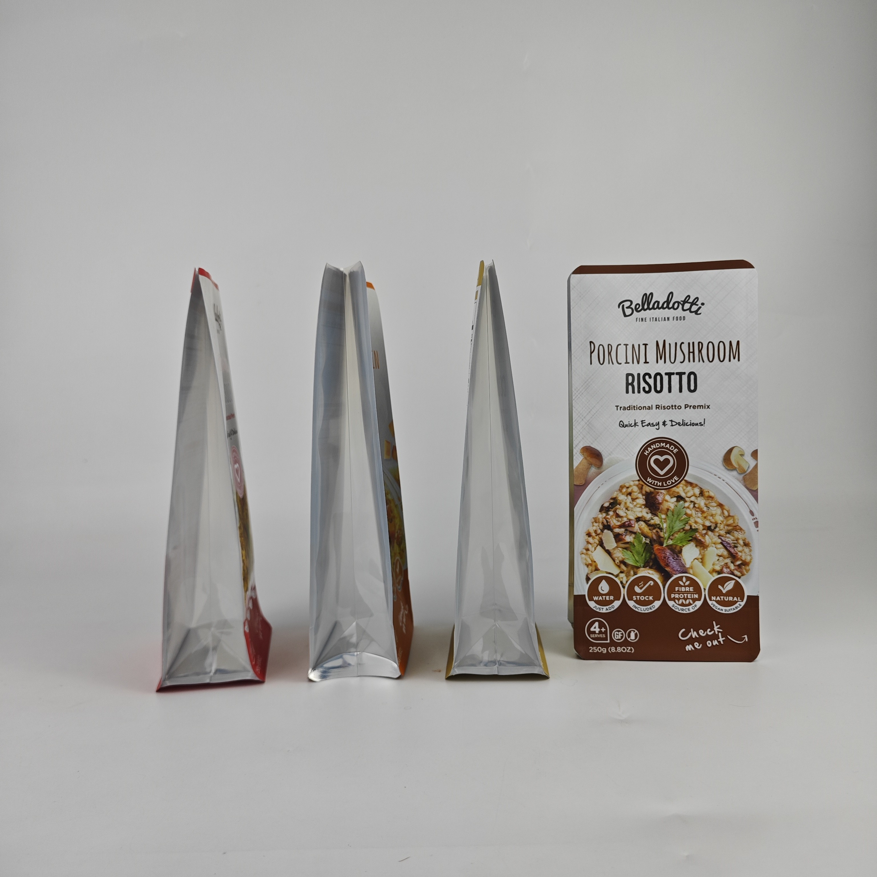 Factory Wholesale Colorful Spot UV Print 250g 8.8oz Premix Food Packaging Pouches 8 Side Seal Bags