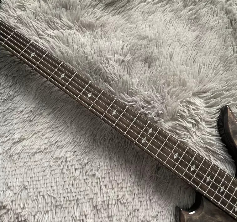 Custom 5 Strings Neck Through Body Burl Maple Top Special Body Electric Bass Guitar