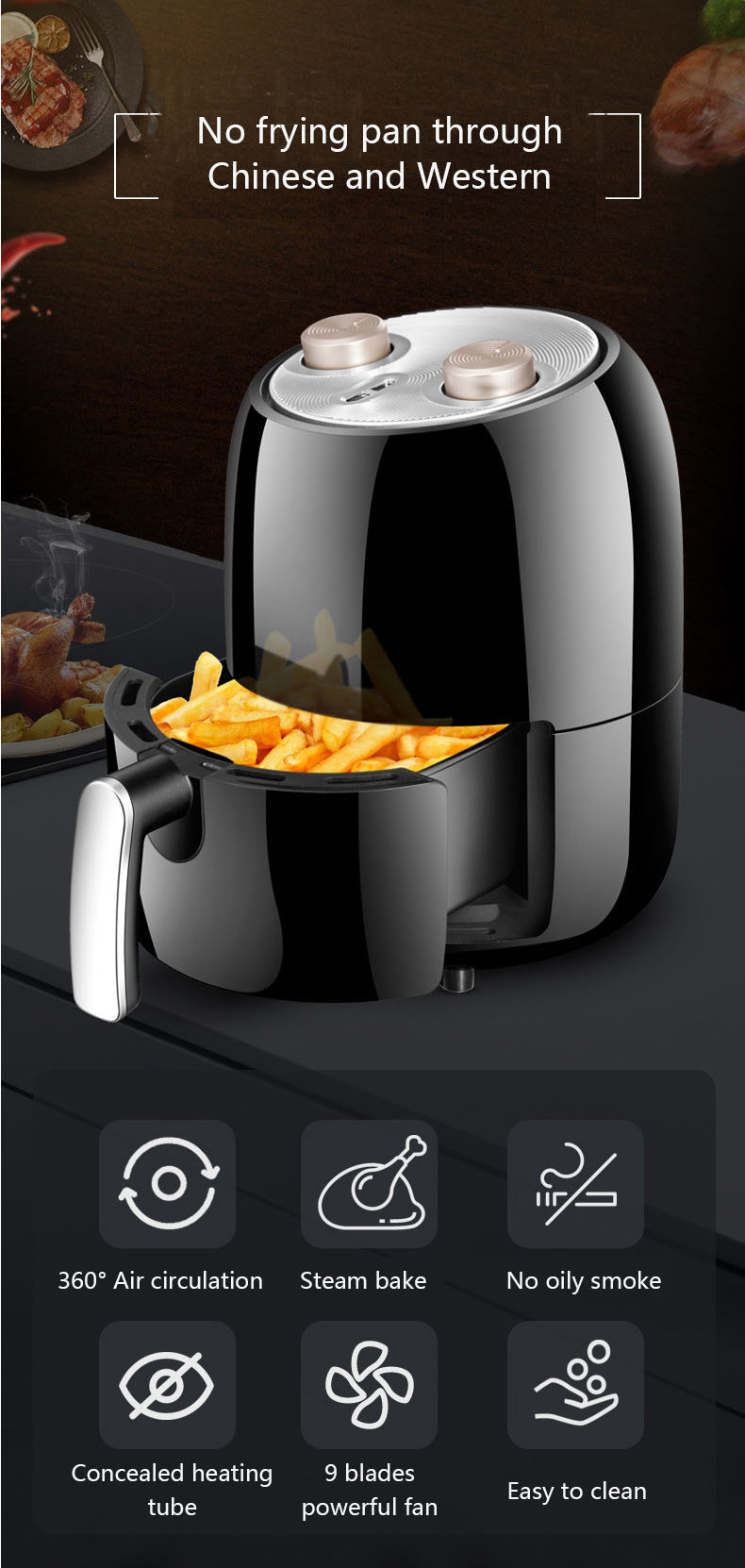 Kitchen Appliance 1400W 2.8L Oil Free Air Fryer