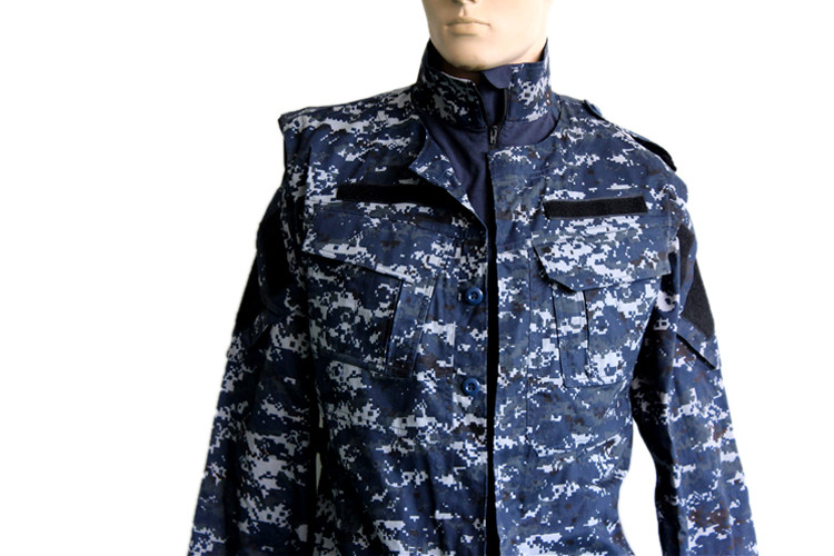 Blue Camouflage Twill Fabric BDU Military Uniform 3 Piece Set For Kuwait Army