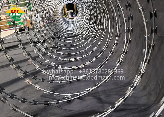 Clipped Concertina Razor Wire Galvanised Steel 300 MM Concertina Fencing