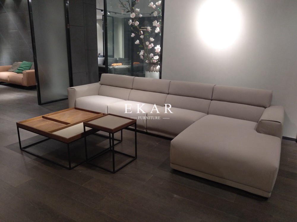 Modern Sectional Fabric Recliner L Shaped Sofa Set