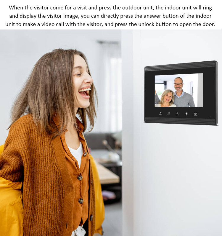 2 Room 4 Wire Villa Video Intercom System Color 1000TVL 800 x 480 Camera
