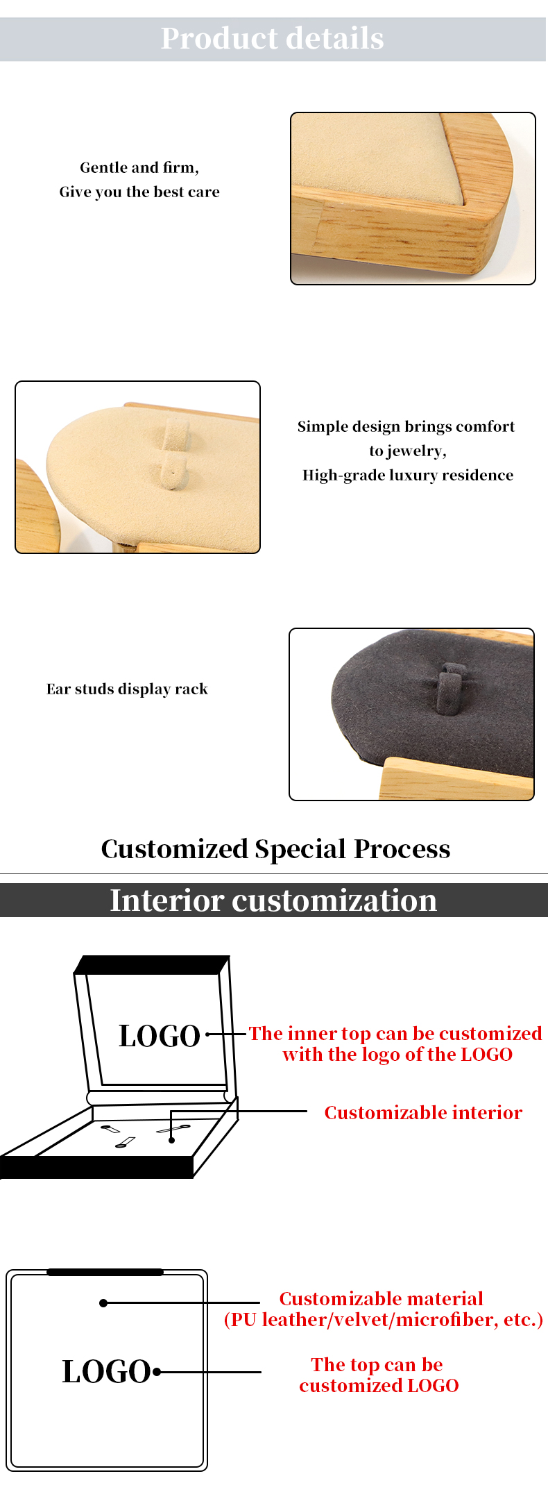 OEM Discreet Wooden Earrings Display Holder Jewelry Pendant Exhibition Props