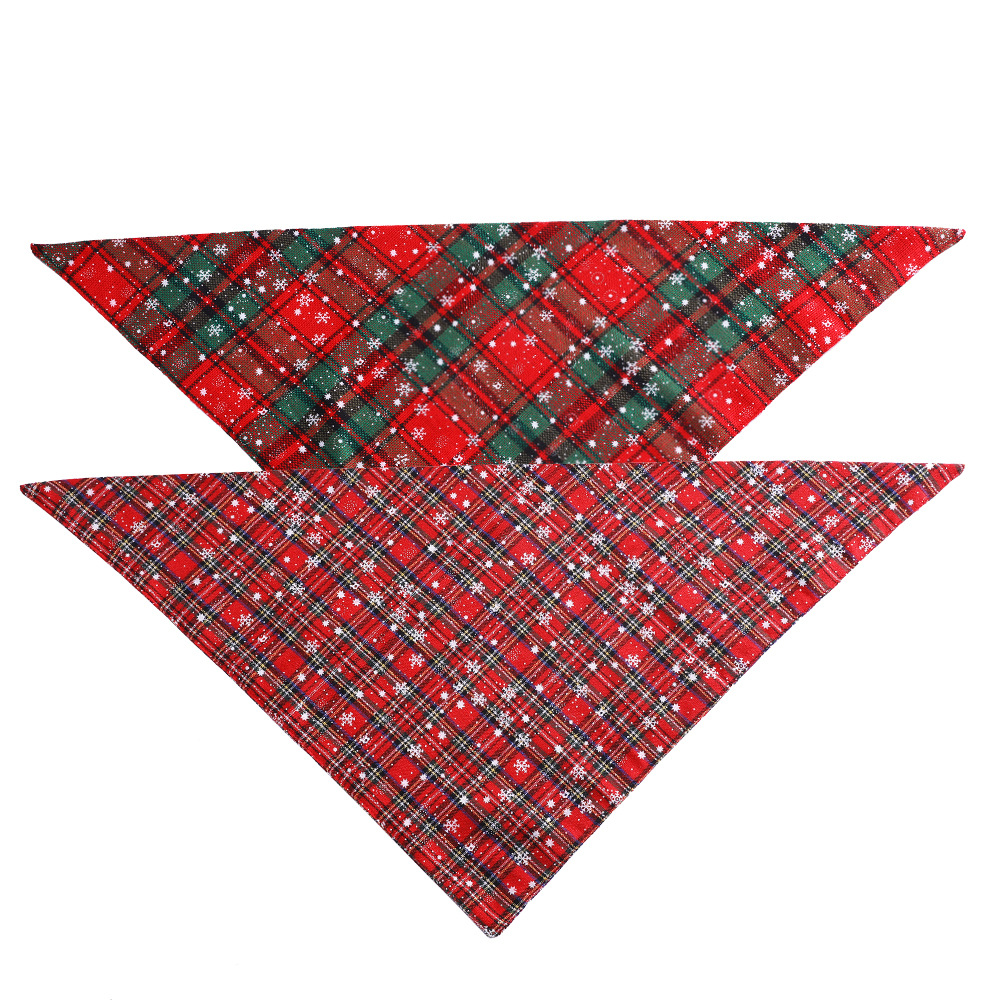 Winter Cotton Dog Bandana Red Green Puppy Christmas Bandana For Small Dog
