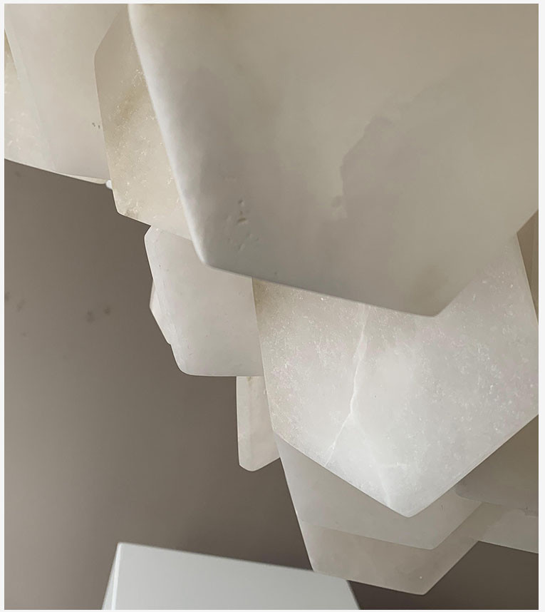 Hexagonal Shape Marble Ceiling Light White Modern Pendant Light 3000K