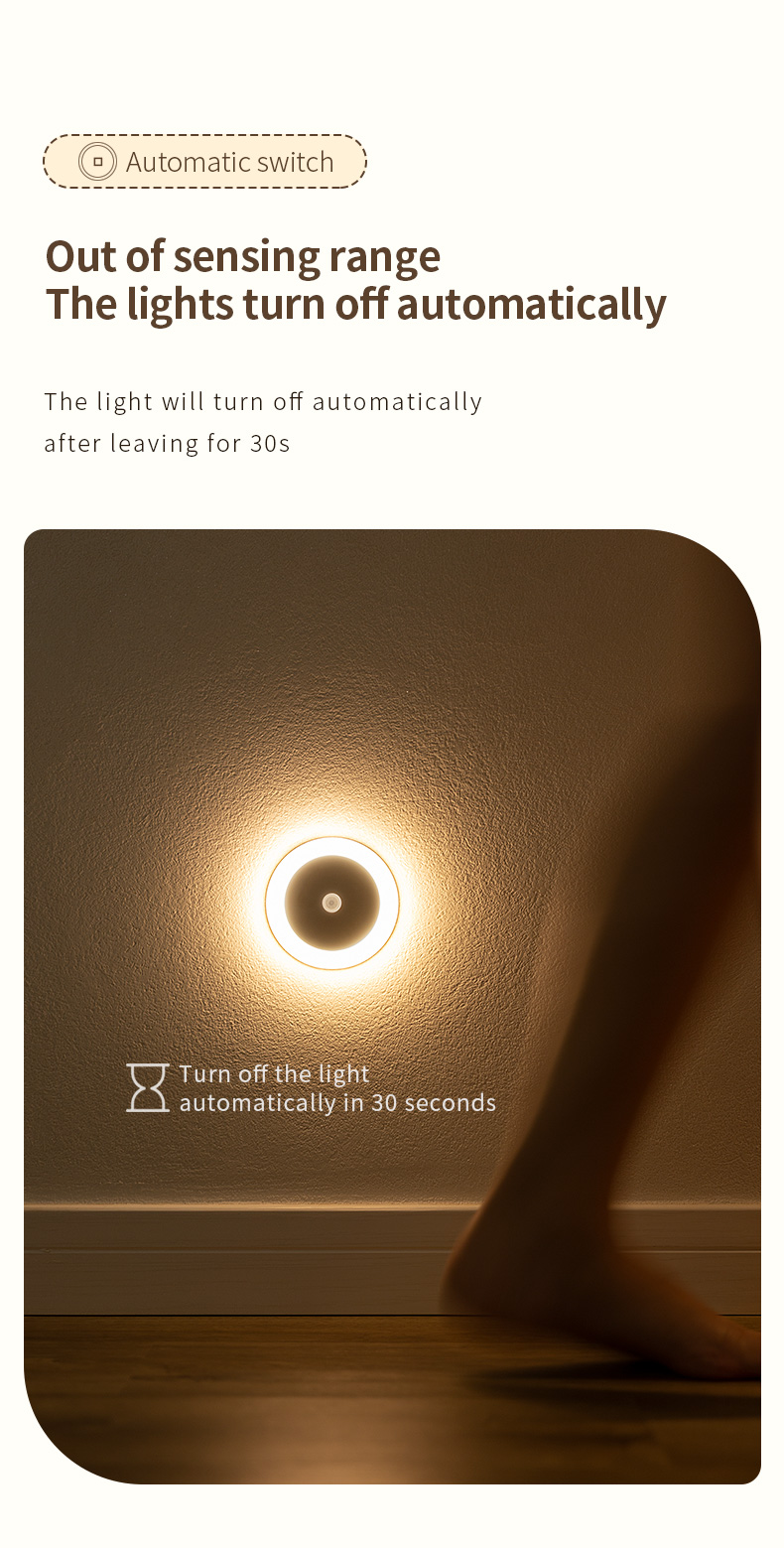 Bedside Motion Sensor LED Light 4100K Usb Charged Night Light
