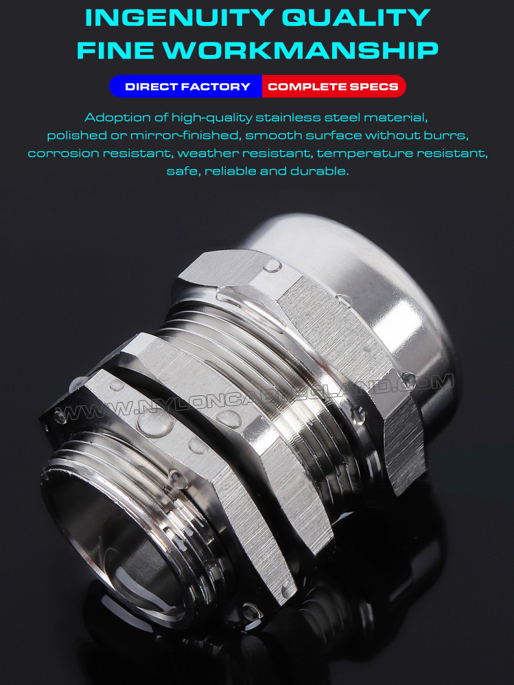 SS304, SS316, SS316L Stainless Steel PG Cable Glands IP68 Waterproof Metal Stuffing Glands with Fluoroelastomer Seals