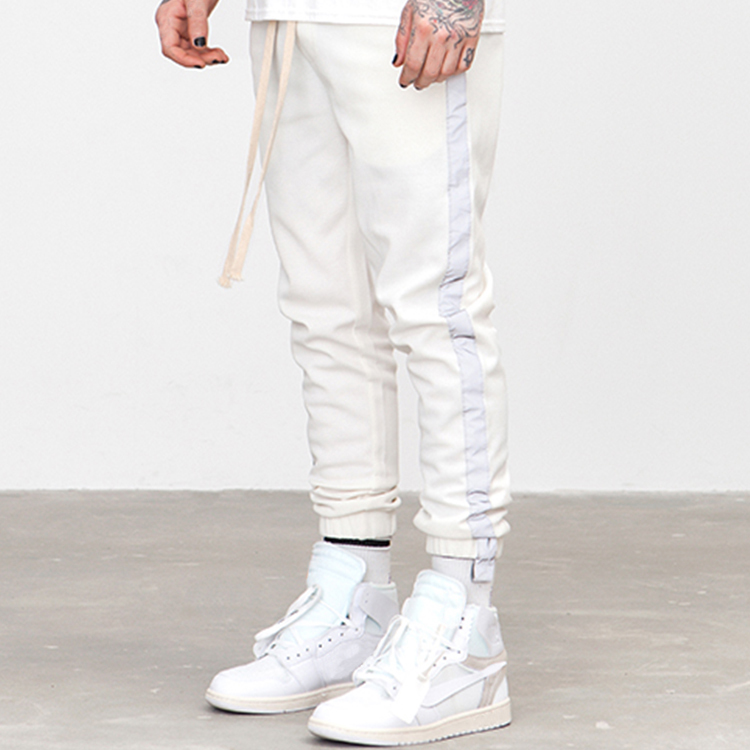 Wholesale 3m reflective striped pants mens custom casual streetwear jogger sports trousers