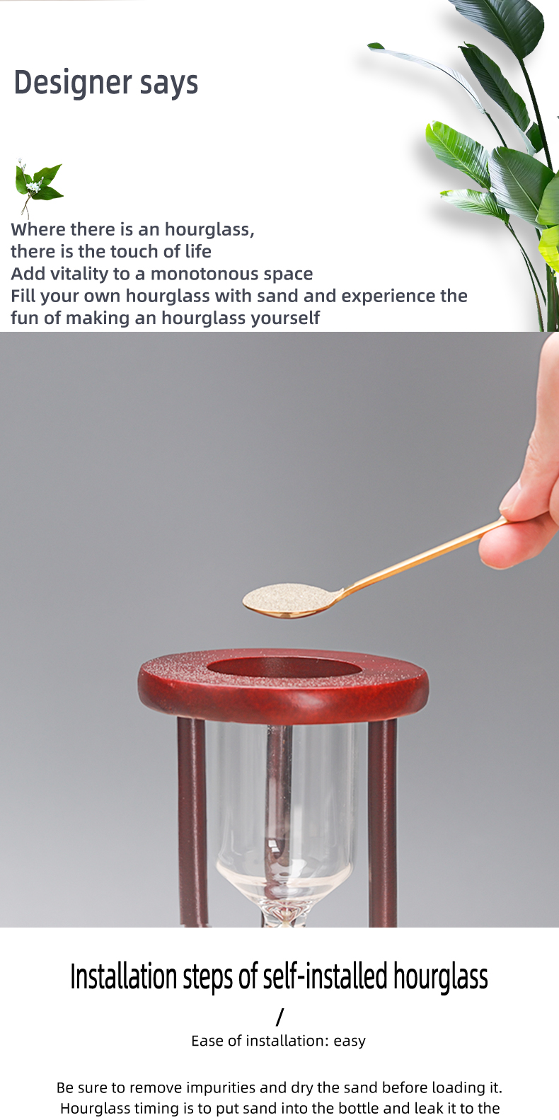 DIY Empty Sand Timer Hourglass Customized Logo Contemporary Design