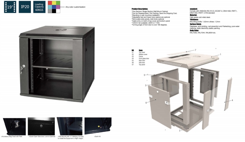 FTTH/FTTX 19 Inch Optical Telecom Racks Telecom Cabinet for Fiber Optic Manufacture