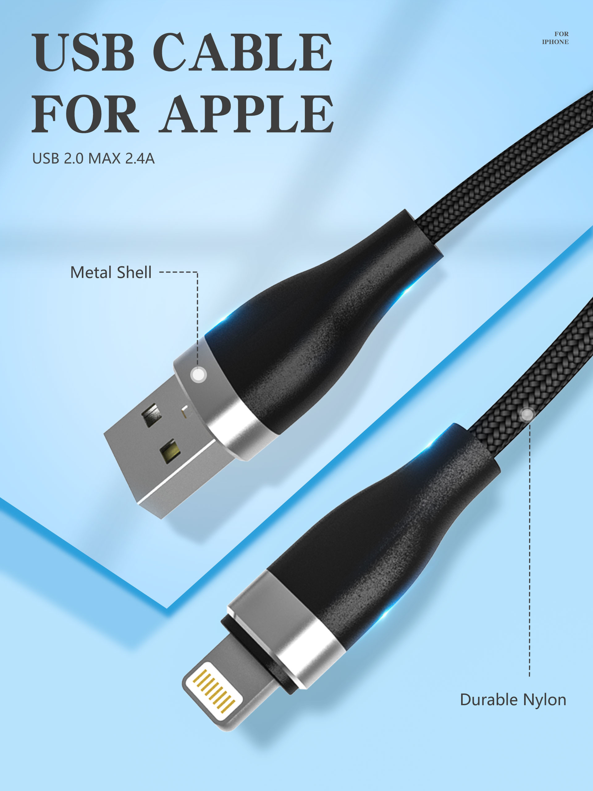 IPhone 11 Charging 6 Foot Data USB Cable 5V 2.4A Output CE Listed