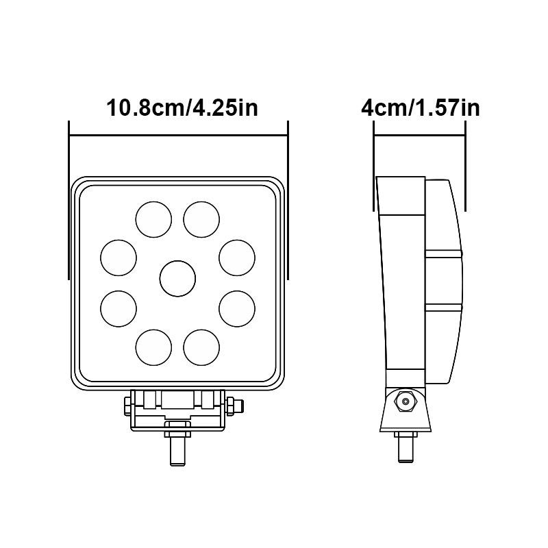 27W White Flood Tractor Light LED Work Light with Switch