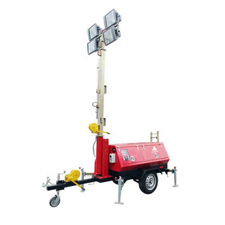 4x350W 9m Diesel Portable Light Tower 2KW Honda Generator Crane Light