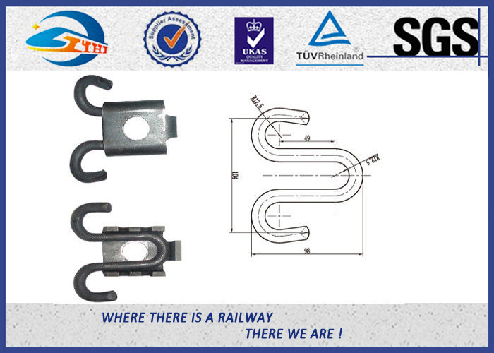 Customized 55Si2Mn 38Si7 Elastic Rail Clips , E Clips Railway Fasteners
