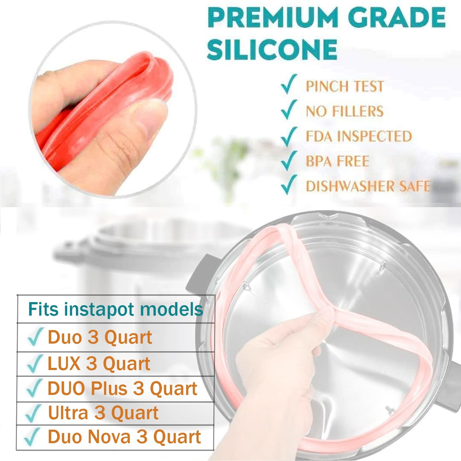 Silicone Instant Pot 2 Pack Sealing Ring 3 QT 5QT 6QT 8QT For 6 Qt Power Cooker Inner Pot Seal
