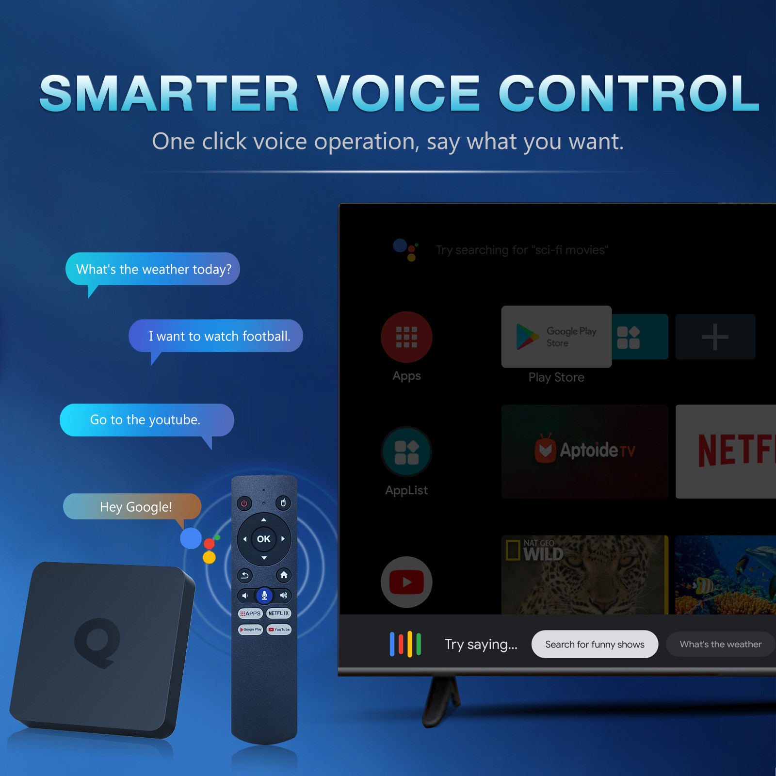 Voice Remote North American IPTV Wifi 4k 2GB 16GB Internet Smart TV Box