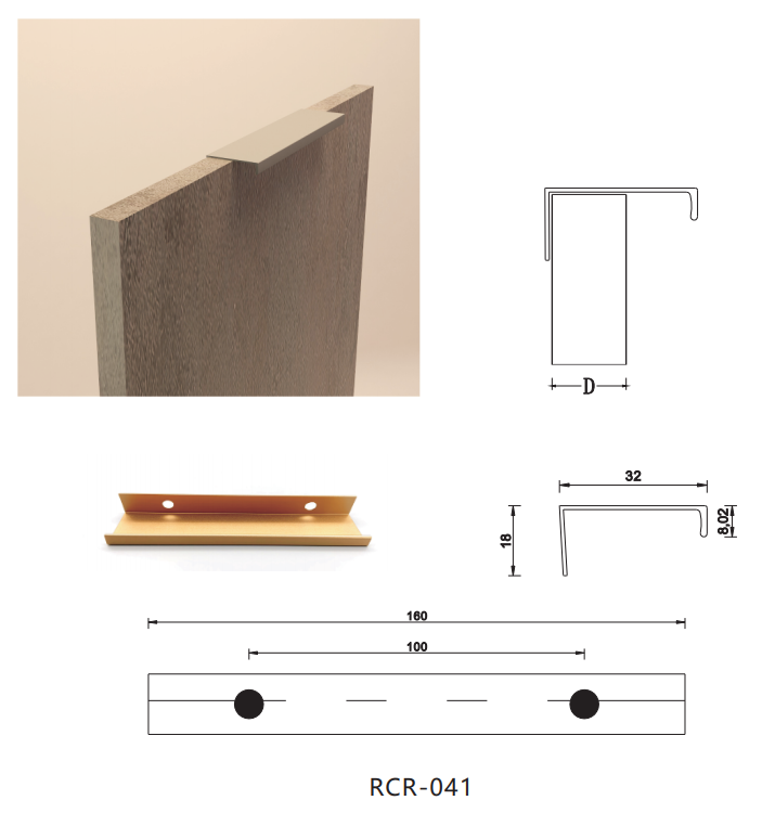 RCR 041 Kitchen Cupboard Aluminum Cabinet Handles