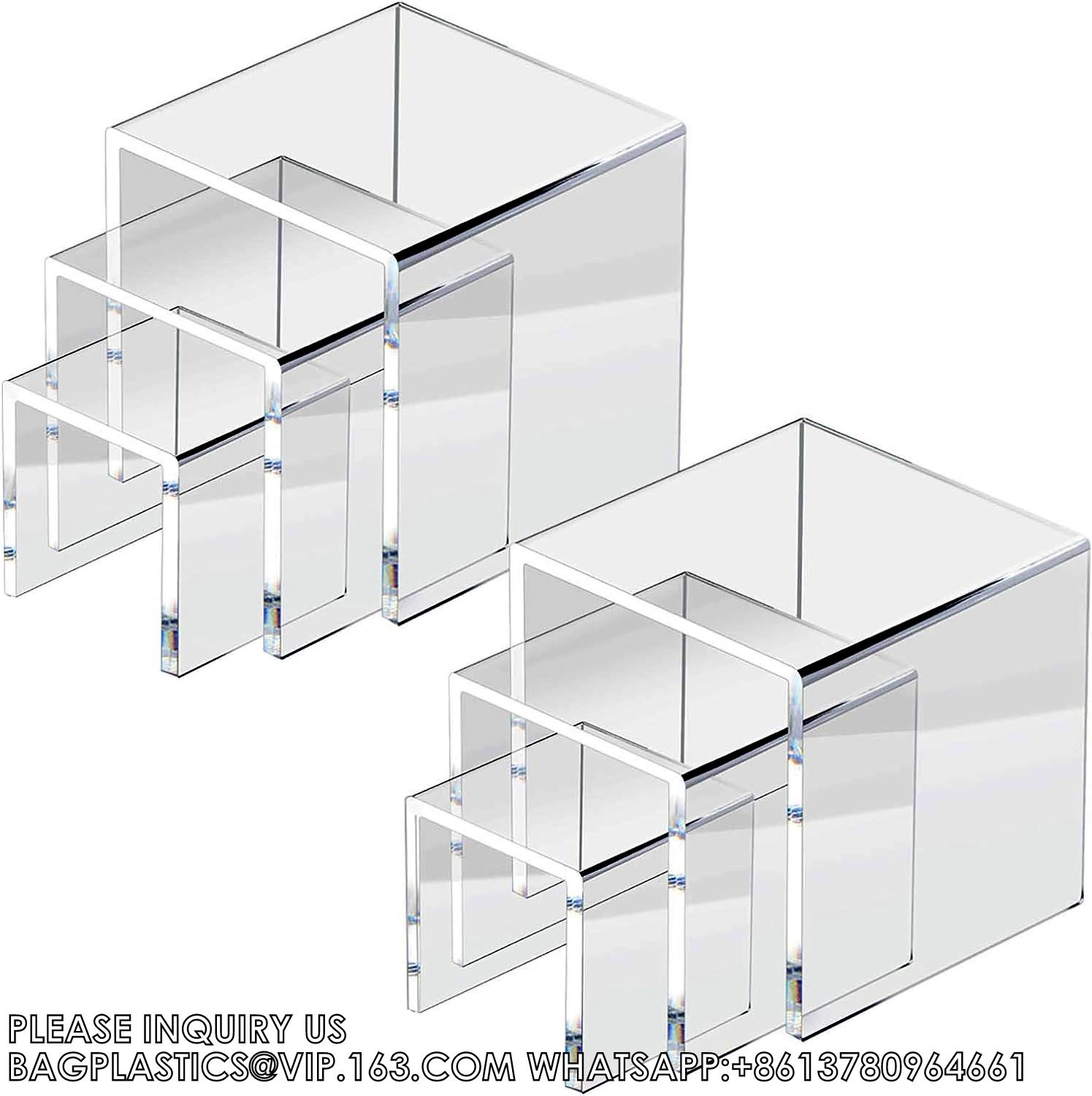Acrylic Display Risers Acrylic Boxes Acrylic Display Nesting Cubes 5 Sided With Hollow Bottoms Display Stand Shelf
