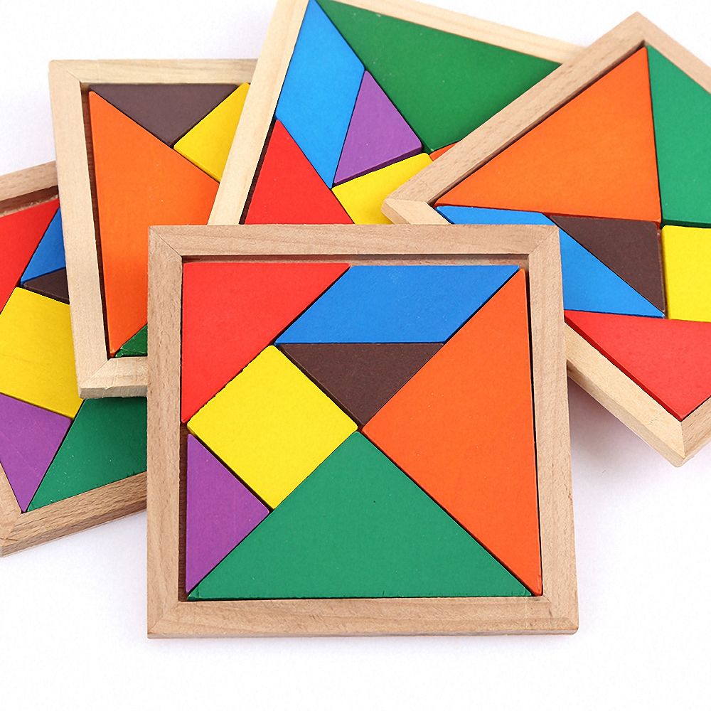 Square 11cm Wooden Montessori Baby Toys 7 Piece Jigsaw Puzzle