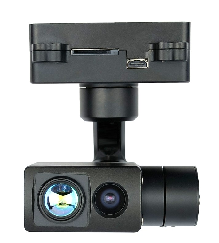 Fixed Focus Visible Light + 640x512 Thermal Imaging Dual Light 120g Small Gimbal IP /HDMI Output