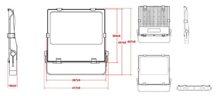 Outdoor LED flood lights 200W 240W product size