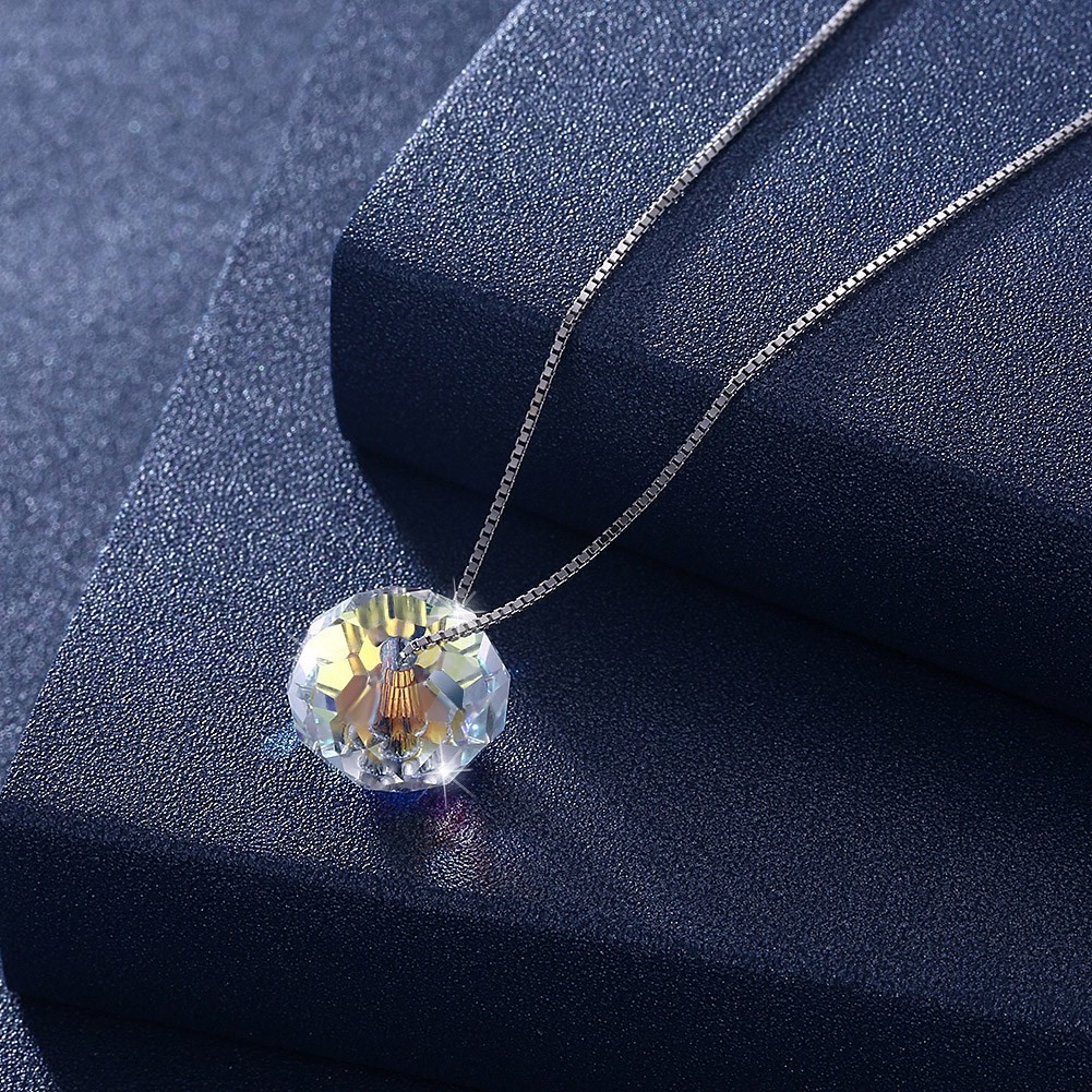 43cm Crystal Ball Pendant Necklace 18k Valentine Antique Silver Necklace SGS