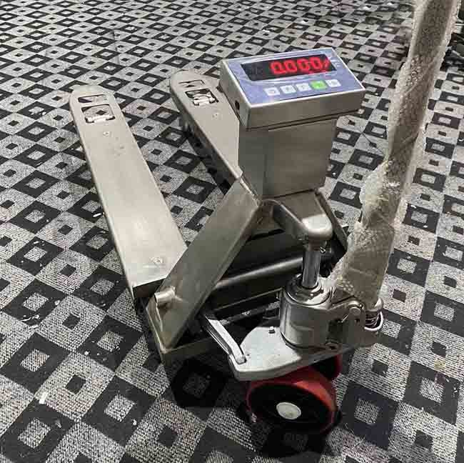 Stainless Steel Manual Forklift Pallet Truck 1150*690*85Mm 3T With Weight Scale