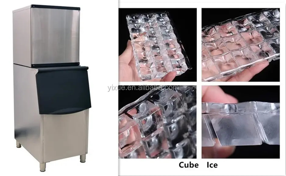 Industrial 500kg Ice Cube Making Machine 1000 Pound Cube Maker For Restaurant