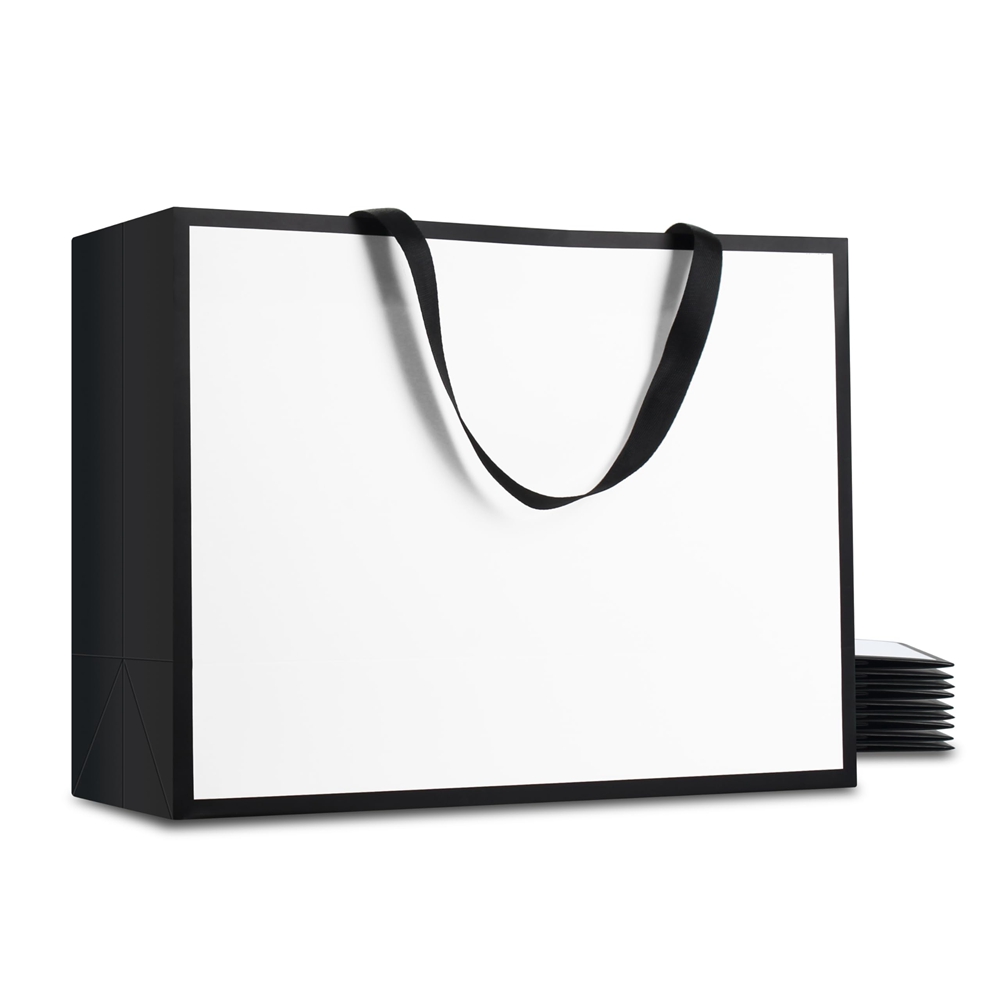Large White Card Hot Stamping Custom Logo Printing Paper Bag for Clothes and Boutiques