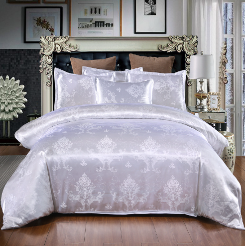 European Style Embroidery Satin Bedding Set 3 Piece Duvet Cover Bed Sheet Pillow Case