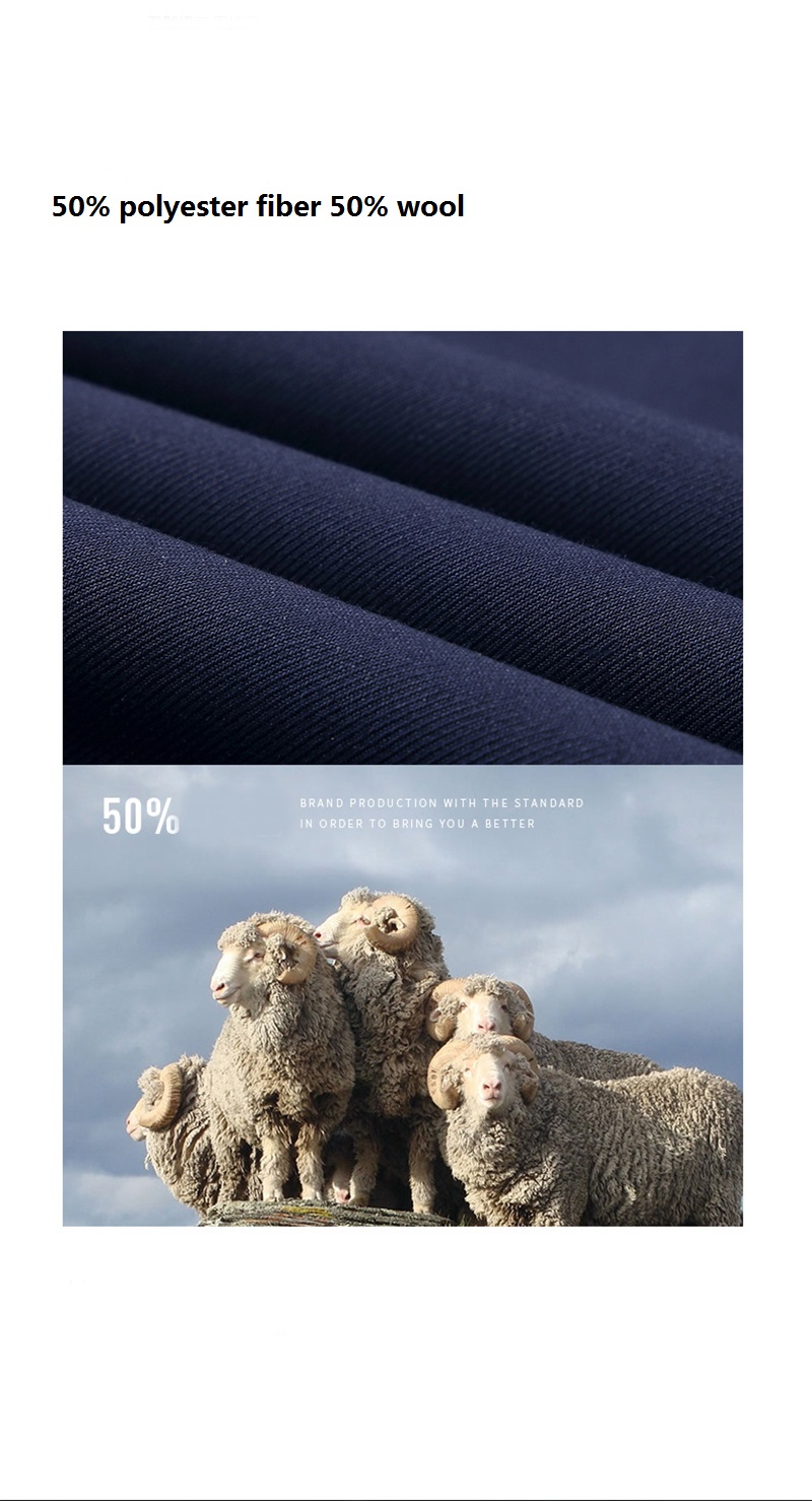 Anti-Shrink Wool And Polyester Men's Coats For Autumn And Winter With Mandarin Collar