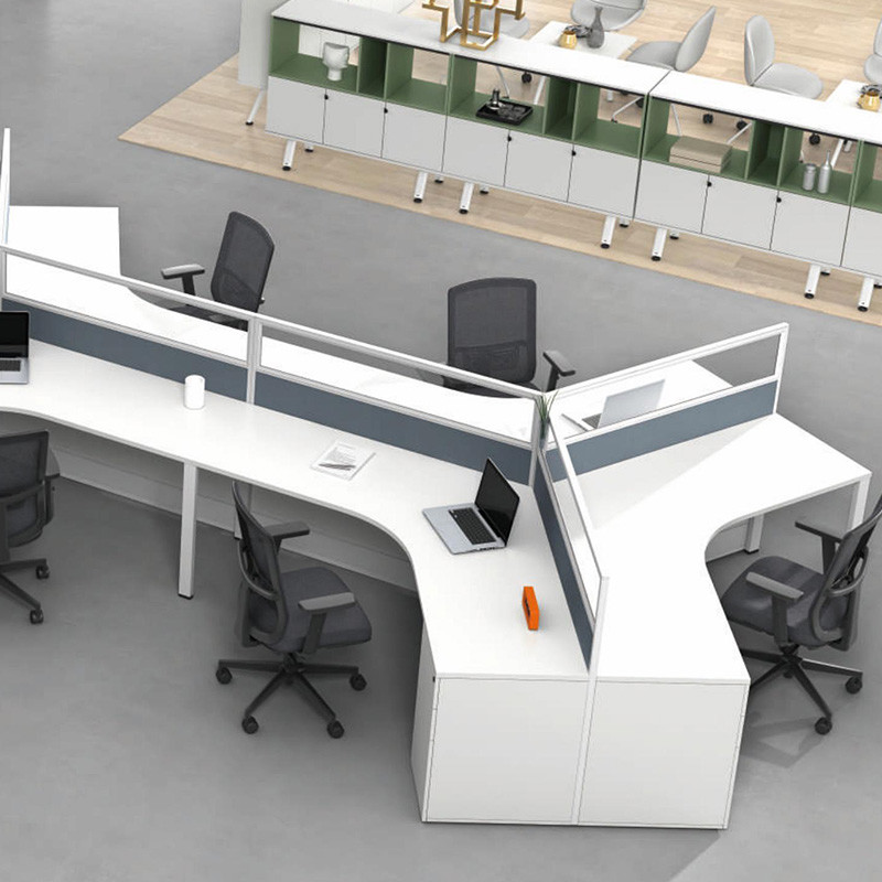 Customize Y Shaped Desktop 4 6 8 Person Wooden Office Partition Workstation