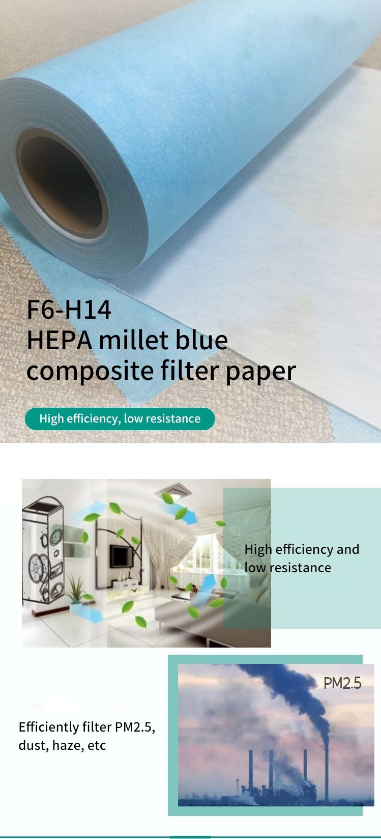 Polypropylene Melt Blown Filter Fabric H12 H13 Hepa Filter Cloth By The Yard