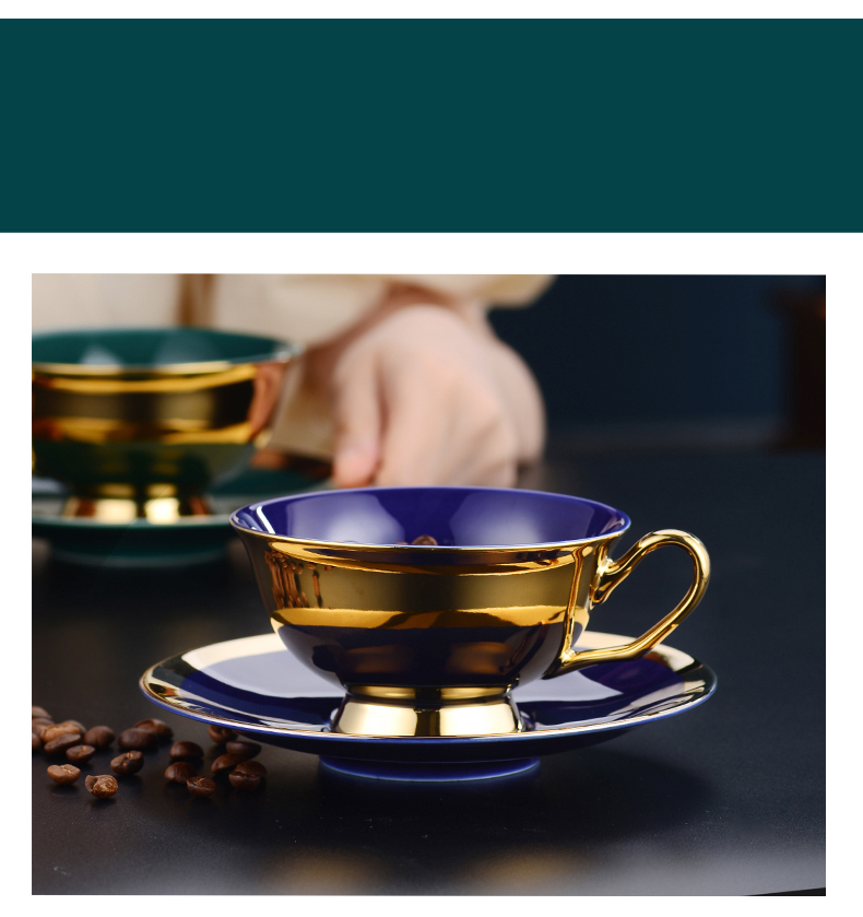Porcelain Cup and Saucer Electroplating Gold Plated Ceramic Coffee Cup Set