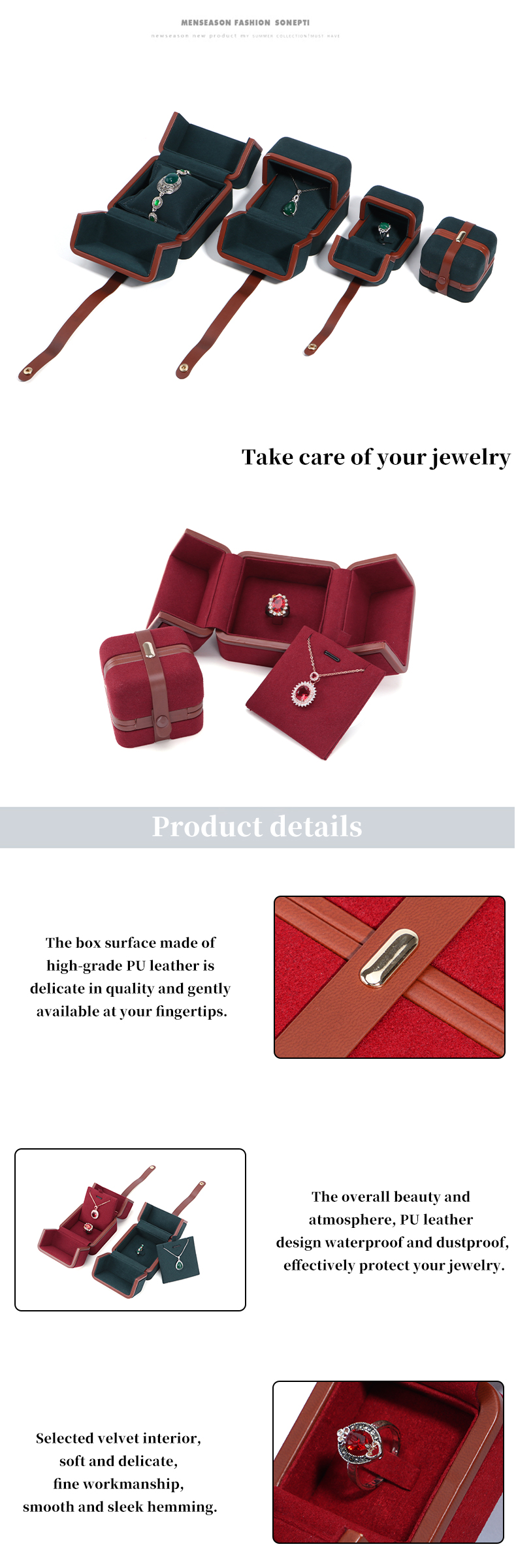 Hanhong Jewelry Box for Custom Logo Green Earrings Bracelet Necklace Ring Packaging