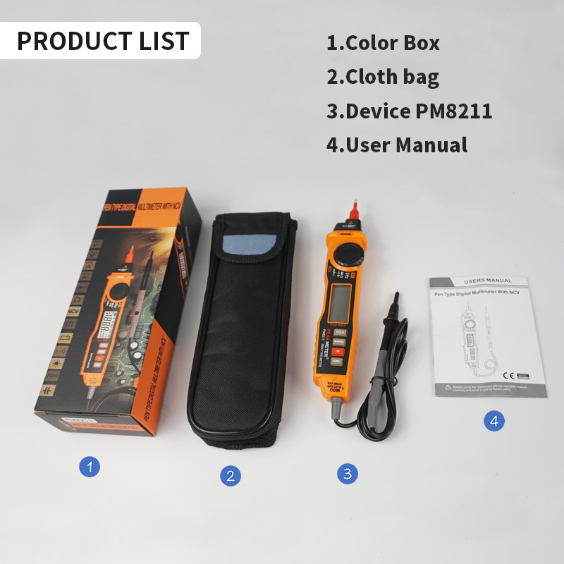 Hand - Held Pen Type Digital Multimeter With NCV Tester And 2000 Counts Display