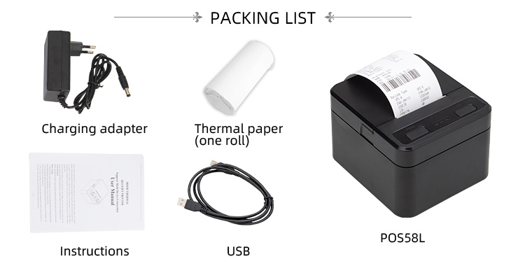 460g 58mm Blue-tooth Receipt Printer Desktop Direct Thermal Printer for Retail Good
