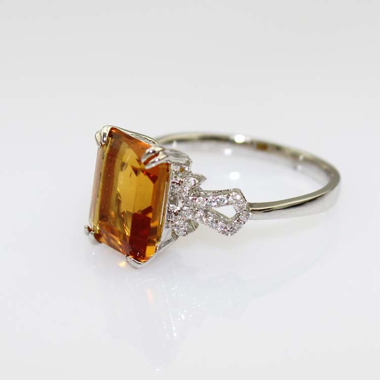 Design Jewelry 925 Silver with 8x10mm Citrine Cubic Zircon Ring (R214)