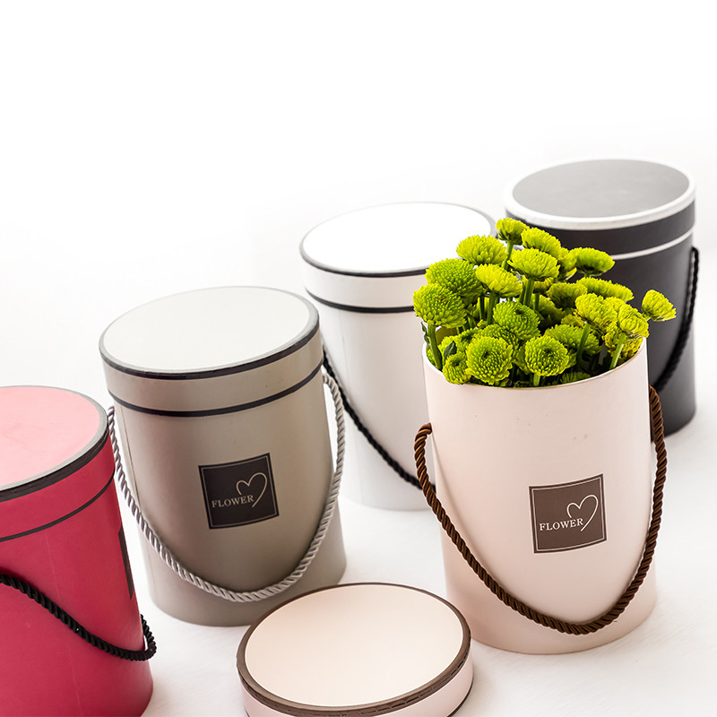 Handled 180mm Height Cardboard Packaging Boxes , Cylinder Gift Boxes With Lids