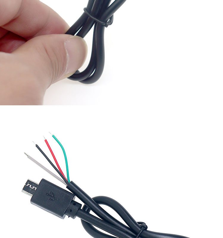 OEM Custom Micro B V8 5 Pin USB Male to Open Pigtail Bare Wires Cable