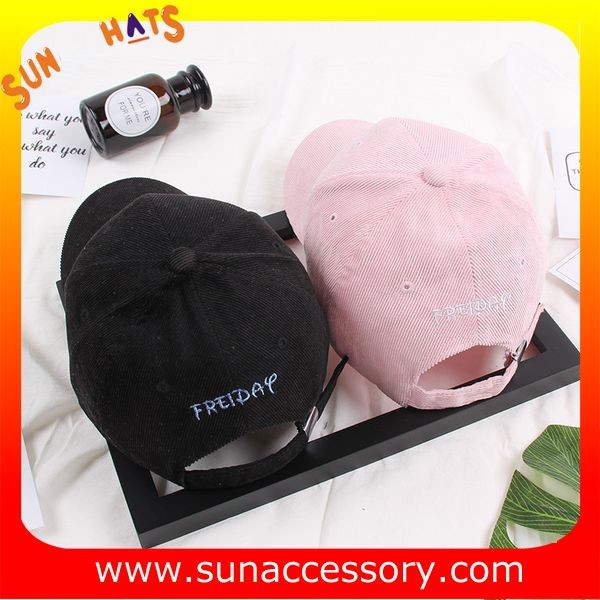QF17018 Sun Accessory customized wholesale corduroy baseball caps and hats for ladies ,caps in stock MOQ only 3 pcs