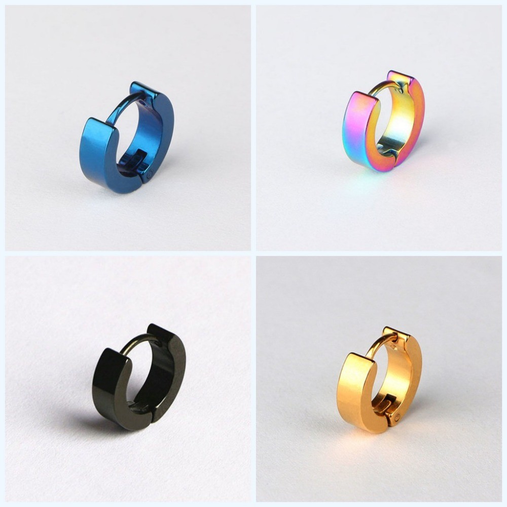 Hot Sale stainless steel earrings women black hoop earrings for girl or boy wholesale