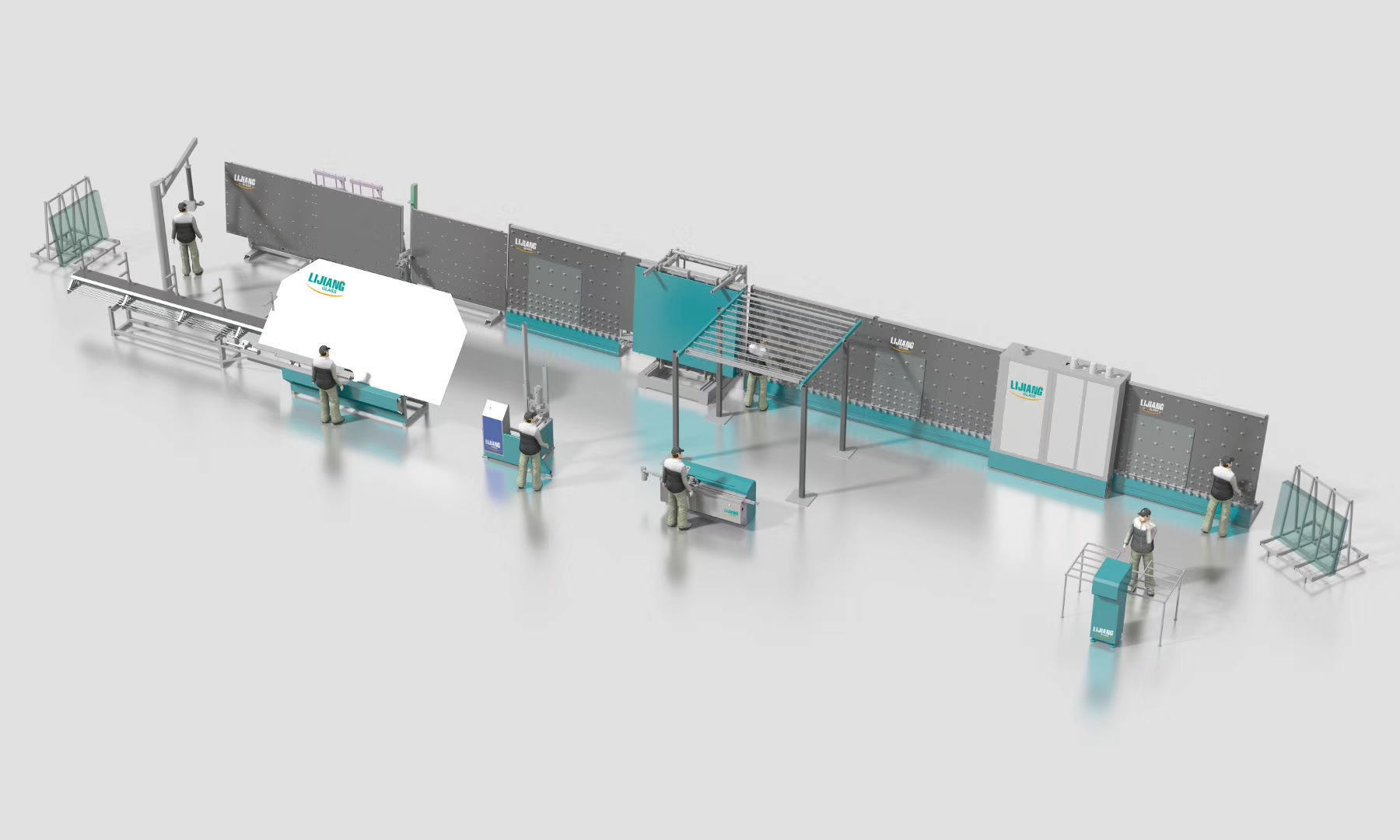 Hollow Glass Double Glazing Automatic Fabrication Machine With 6pcs Washing Brushes