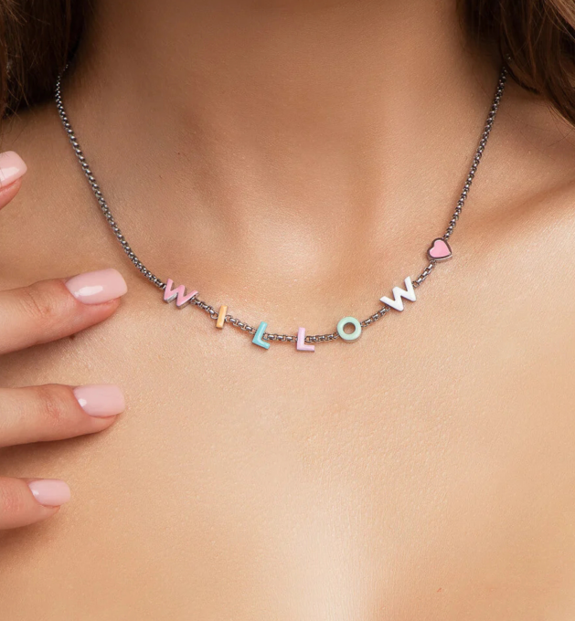 Custom Name Necklace Individual Letters Enamel Personalized Gold Necklace Initials